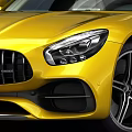 Yellow Mercedes-Benz Convertible Car With Open Top And Sporty Front Grille Headlights