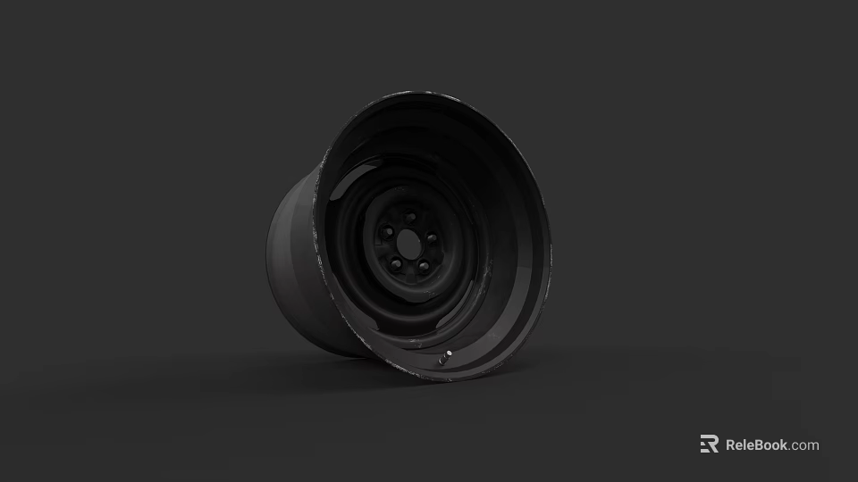 Black Automotive Wheel With Metallic Surface And Multiple Bolt Holes Design 3d model 