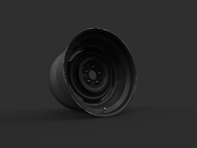 Black Automotive Wheel With Metallic Surface And Multiple Bolt Holes Design 3d model