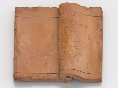 Ancient Open Leather Bound Book With Historical Maps And Vintage Pages 3d model