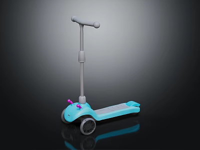 Kids Scooter With Blue Body Gray Handlebar Purple Accents And Two Wheels 3d model