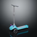 Kids Scooter With Blue Body Gray Handlebar Purple Accents And Two Wheels