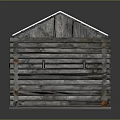 Traditional Log Cabin With White Roof Blue Door And Glass Windows