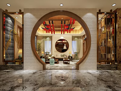 New Chinese Hall Bath Shoe Bar Hall 3d model