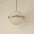 Modern White Globe Pendant Light With Gold Ring Hanging From Ceiling 3d model