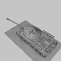 Military Tank Weapon With Green Paint Long Cannon Tracks And Machine Gun