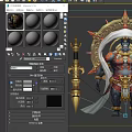 Mythical Demonic Warrior Creature With Red Gold Armor Spiked Weapons And Golden Rings