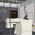 Modern Living Room Interior With White Sofa Decorative Wall Chandelier And Deer Head Decor