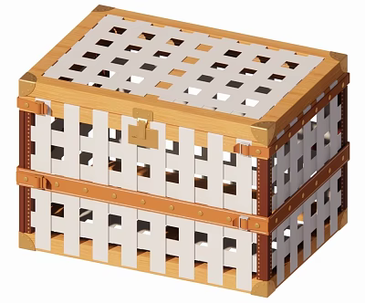 Elegant Wooden Lattice Design Storage Box With Decorative Frame And Hinges 3d model