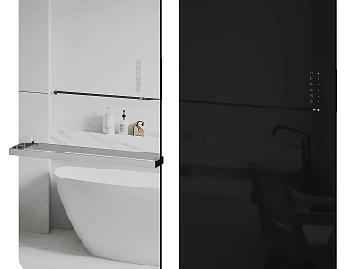 Modern Bathroom Accessories With White Bathtub Marble Countertop Mirror Shelf And Toiletries 3d model