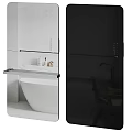 Modern Bathroom Accessories With White Bathtub Marble Countertop Mirror Shelf And Toiletries