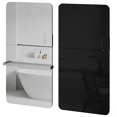 Modern Bathroom Accessories With White Bathtub Marble Countertop Mirror Shelf And Toiletries 3d model