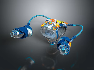 Other Blue And Orange Mechanical Device With Connecting Tubes And Transparent Parts 3d model