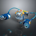 Other Blue And Orange Mechanical Device With Connecting Tubes And Transparent Parts