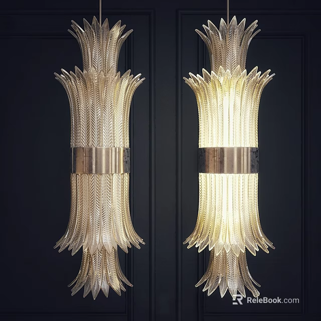 Elegant Modern Ceiling Lights With Crystal Structures And Metal Bands 3d model