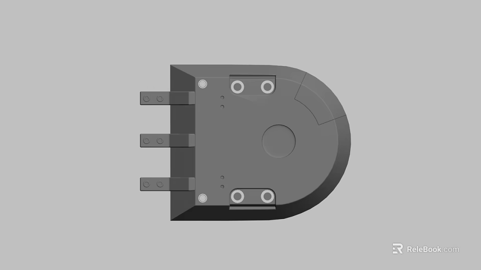 Gray Mechanical Component with Multiple Pins Circular Center and Mounting Holes 3d model