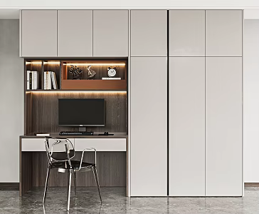 Modern desk and chair desk and chair cabinet combination 3d model