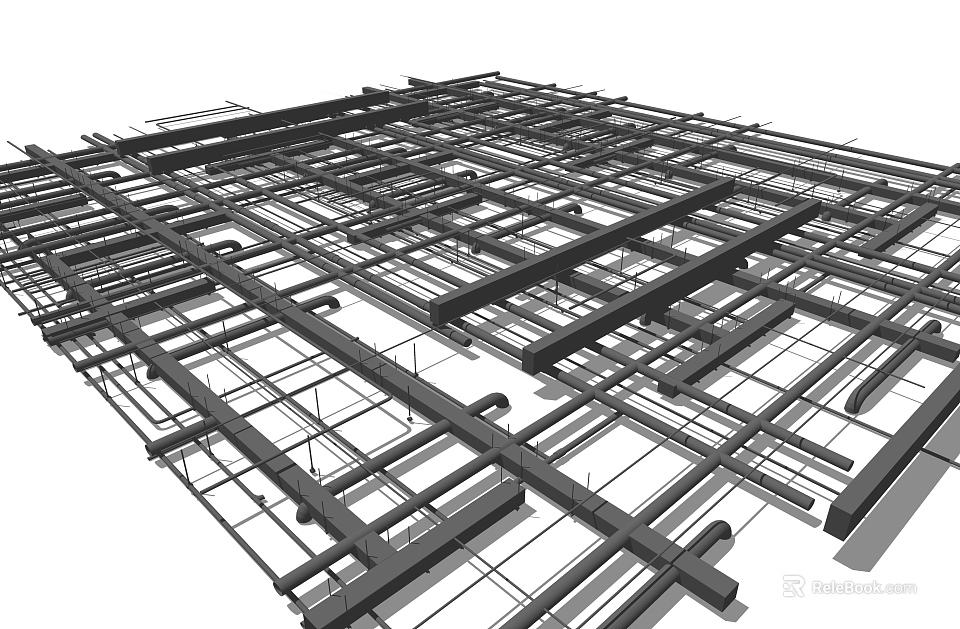Interconnected Pipes System Layout In Building Construction Framework Structure Design 3d model 