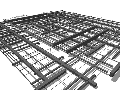 Interconnected Pipes System Layout In Building Construction Framework Structure Design 3d model