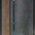 Modern Contemporary Door Design With Dark Gray Brown Panels Metal Handle And Minimalist Frame