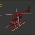 Detailed Helicopter Model With Blue Rotors Black Fuselage And Orange Accents