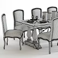 Classic Wooden Dining Table Set With Leather Chairs Candles And Dinnerware