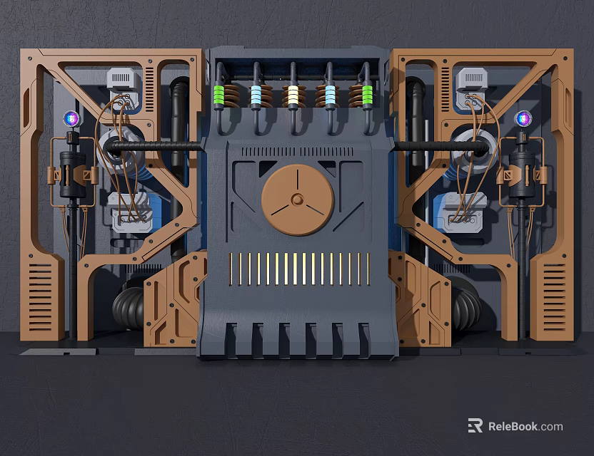 Mechanical Tech Device 3D Rendering With Complex Structure And Metal Components 3d model