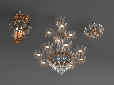 Luxurious Crystal Chandeliers With Intricate Metal Frames And Shining Crystal Elements 3d model