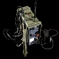 Industrial Military Communication Equipment With Open Case Antennas Control Panel And Headphones