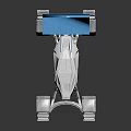 Futuristic Off Road Vehicle With Blue Rear Spoiler And Large Tires