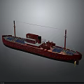 Red Water Transport Boat Featuring Solar Panels on Deck and Chimney Hull Design