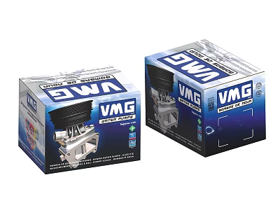 VMG Commercial Equipment Packaging Boxes With Product Images And Brand Logo 3d model