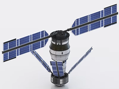 Detailed Satellite Structure With Extended Solar Panels And Main Body 3d model