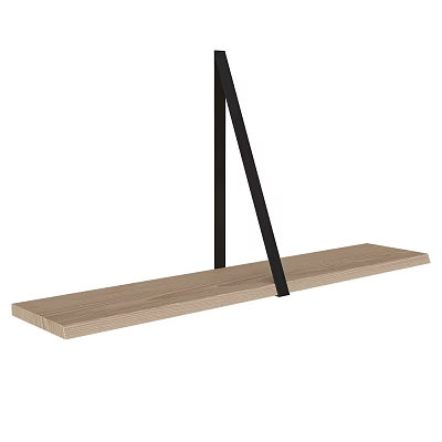 Modern Wooden Wall Shelf With Black Metal Brackets And Simple Minimalist Design 3d model