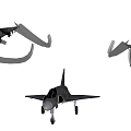 Fighter Jets Flying In Sky With Contrails And One On Ground With Shadows