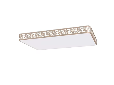Elegant Square Ceiling Light With Decorative Pattern Edge And White Lampshade 3d model