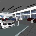 Modern Car Dealership Showroom With Display Cars Reception Area And Brand Signage