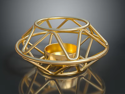 Golden Geometric Coffee Table With Modern Design And Sleek Decorative Structure 3d model