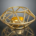 Golden Geometric Coffee Table With Modern Design And Sleek Decorative Structure 3d model