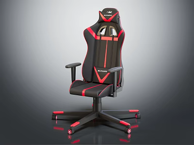 Ergonomic High Back Office Chair With Black Red Color And Swivel Base Armrests 3d model