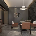 Cozy Modern Hotel Mahjong Room Interior With Tables Chairs Chandeliers And Decorative Plants