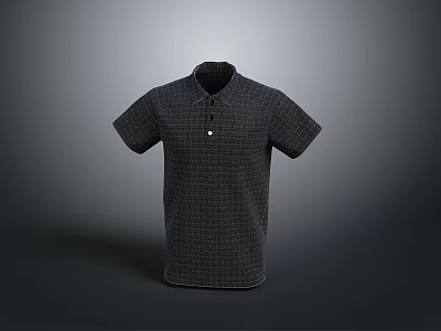 Modern Style Black Shirt Shirt Clothing Short Sleeve Geometric Pattern Casual Wear Modern Style Design Button Fabric Fashion Suit 3d model