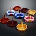 Various Woven Household Baskets With Handles In Different Colors And Styles