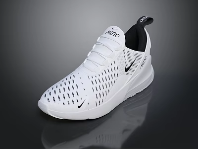 White Lightweight Athletic Sneakers With Breathable Mesh Upper And Black Accents 3d model