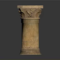 Classical Stone Column With Intricate Carved Capital And Decorative Base Structure