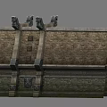 Ancient Stone Brick Wall With Decorative Carvings And Relief Details On Top