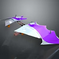 Purple And White Futuristic Wing Models With Orange Wheels And Sleek Mechanical Design
