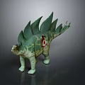 Green Stegosaurus Dinosaur Model With Bony Plates Red Pattern And Realistic Texture 3d model