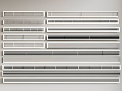 Various Modern Air Conditioner Vents With Different Grille Designs And Color Options 3d model