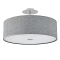 Modern Round Ceiling Light with Gray Fabric Shade and Silver Base Design 3d model
